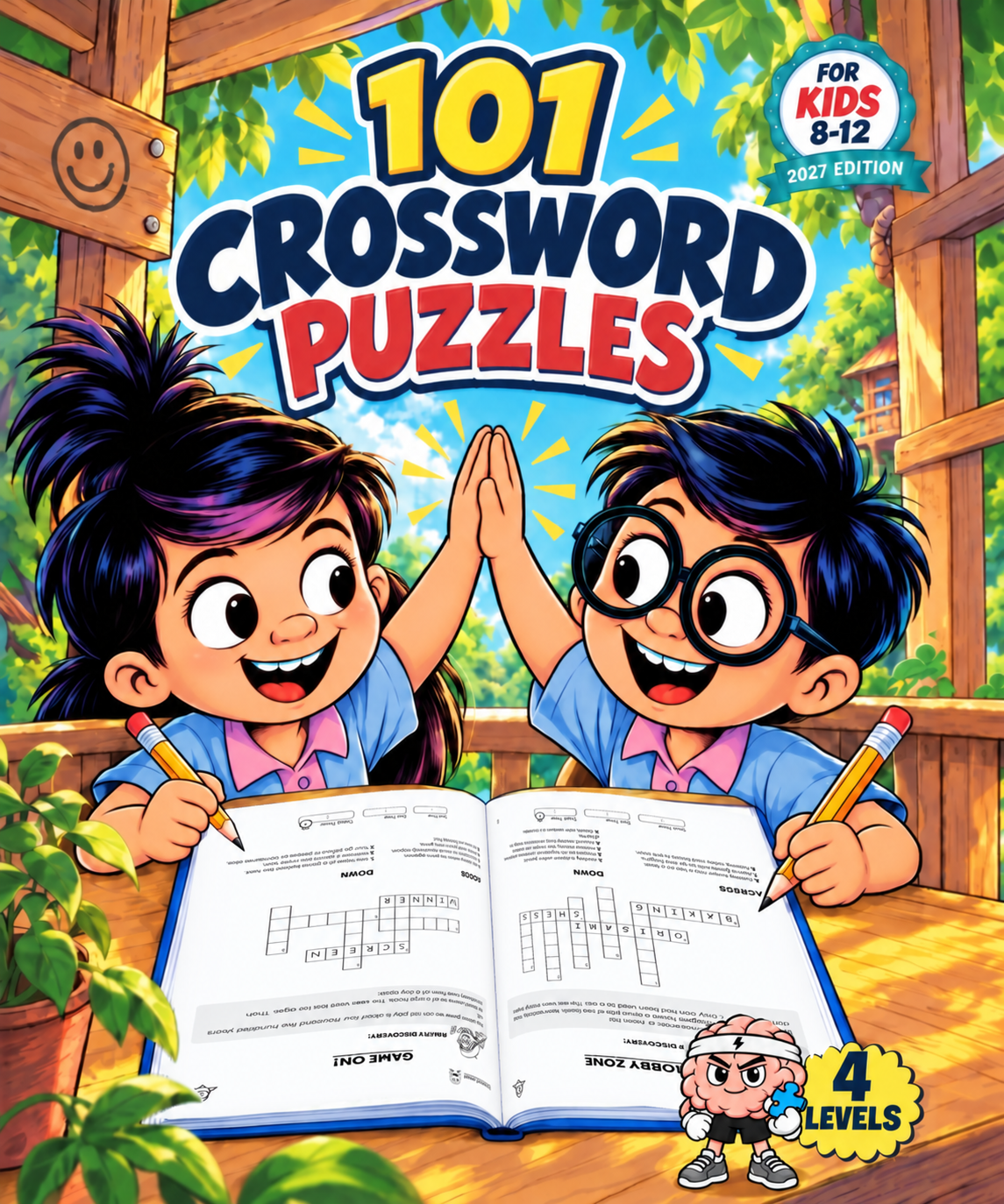 Front cover of the 2027 Edition of 101 Crossword Puzzles for Kids 8-12